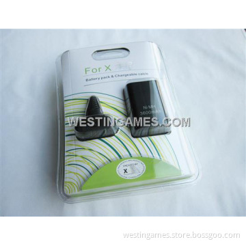 3600mAh Battery Pack and Chargeable Cable for xBox 360 Black (HXB3093)